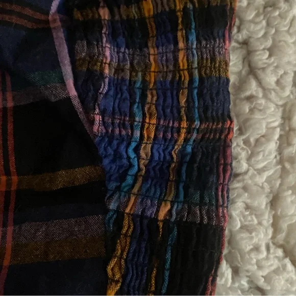 Hollister Crop Top Size Small Multicolor Plaid Adjustable Strap Festival Smocked - Picture 3 of 5